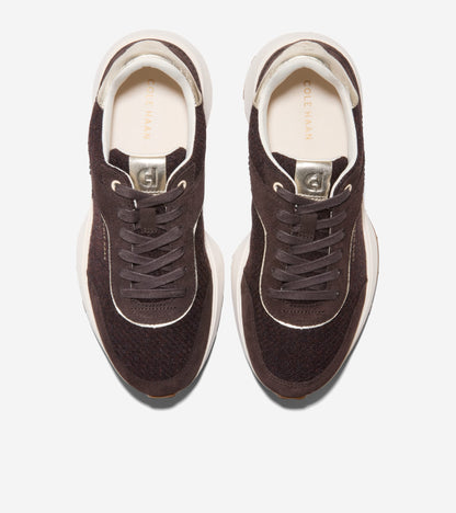 W34884:CH DK CHOCOLATE SUEDE/WOOL/SOFT GOLD/WHITE