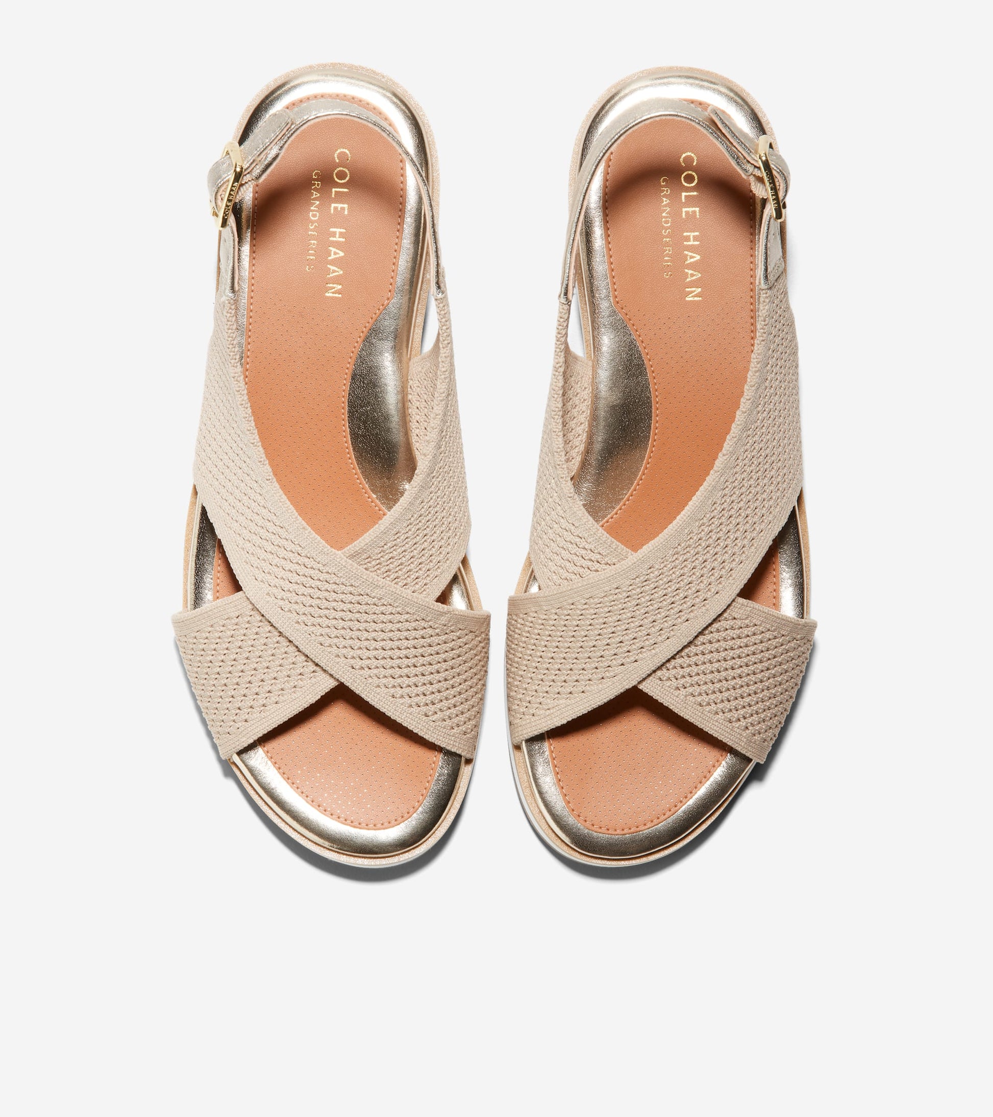 W25450:SESAME KNIT/SOFT GOLD METALLIC LTR/NAT WELT/OPTIC WHT EVA/GUM OS