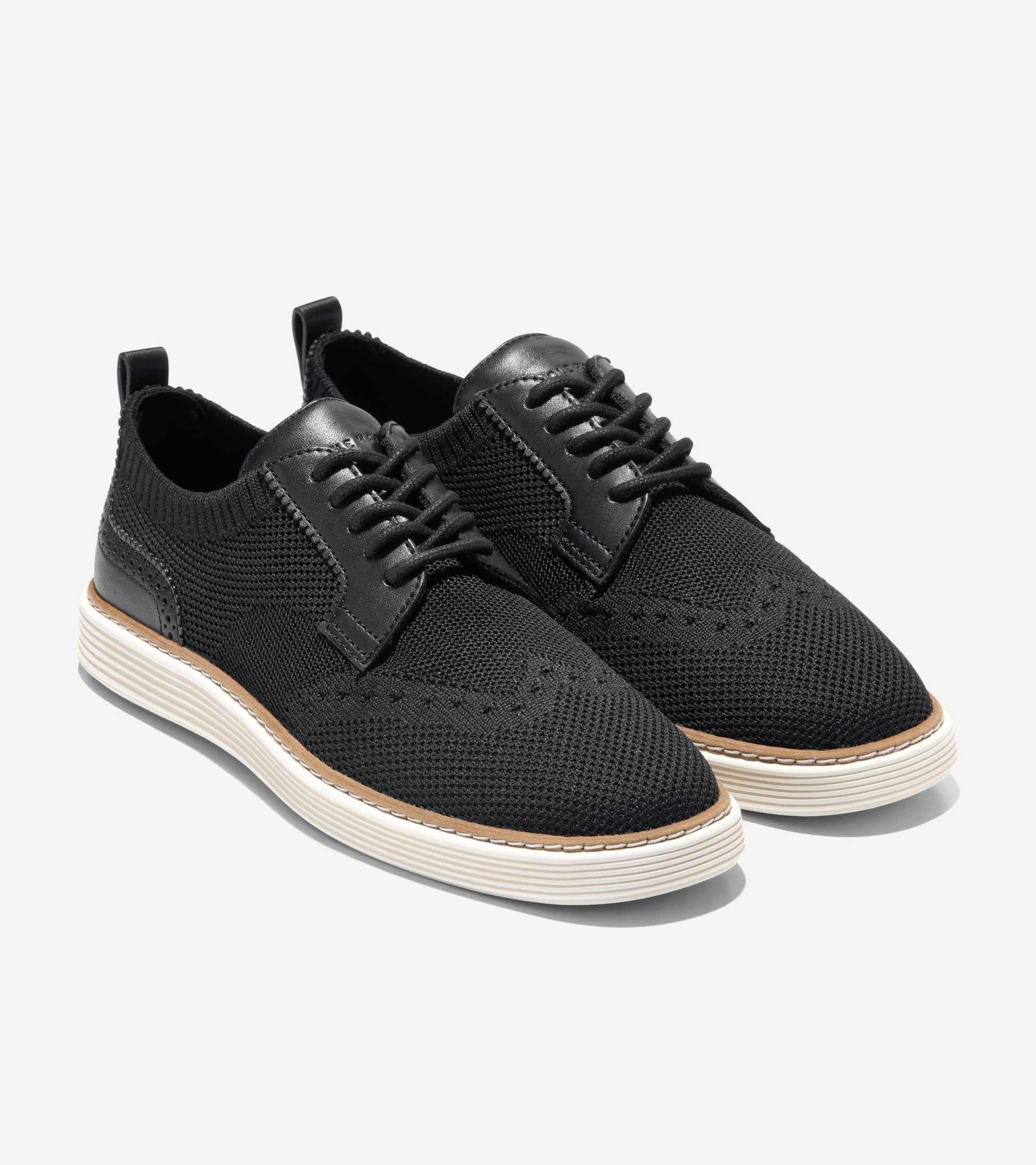 W33214:BLACK KNIT/LEATHER/IVORY