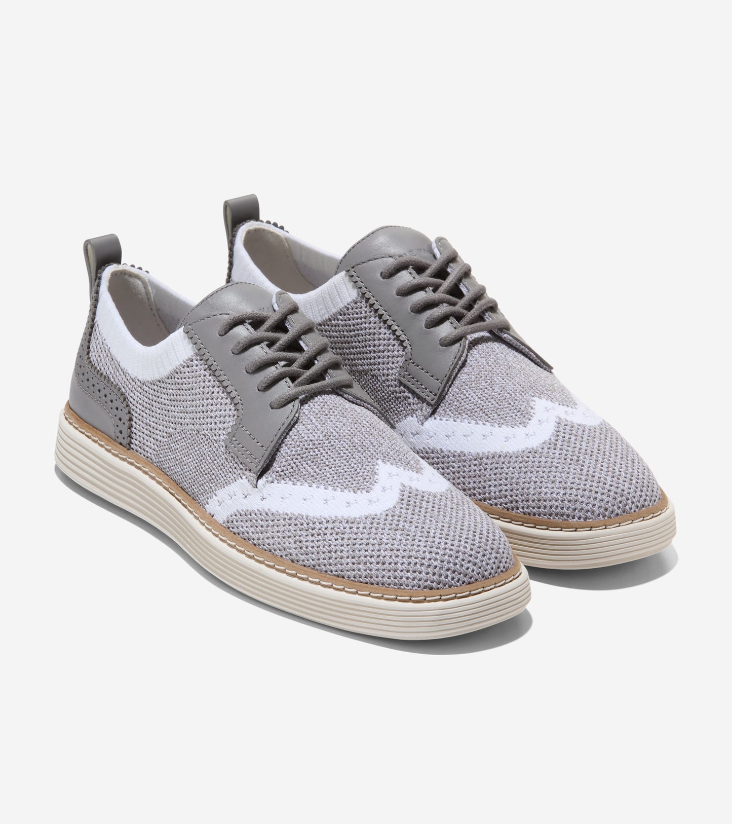 W33218:FROST GRAY AND WHITE HEATHERED KNIT/FROST GRAY/IVORY