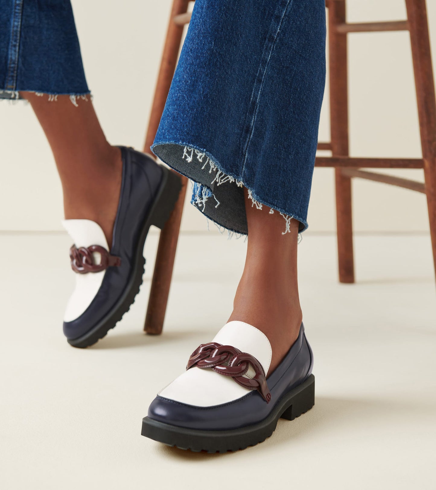 W27249:NAVY BLAZER/IVORY/CORDOVAN LTR