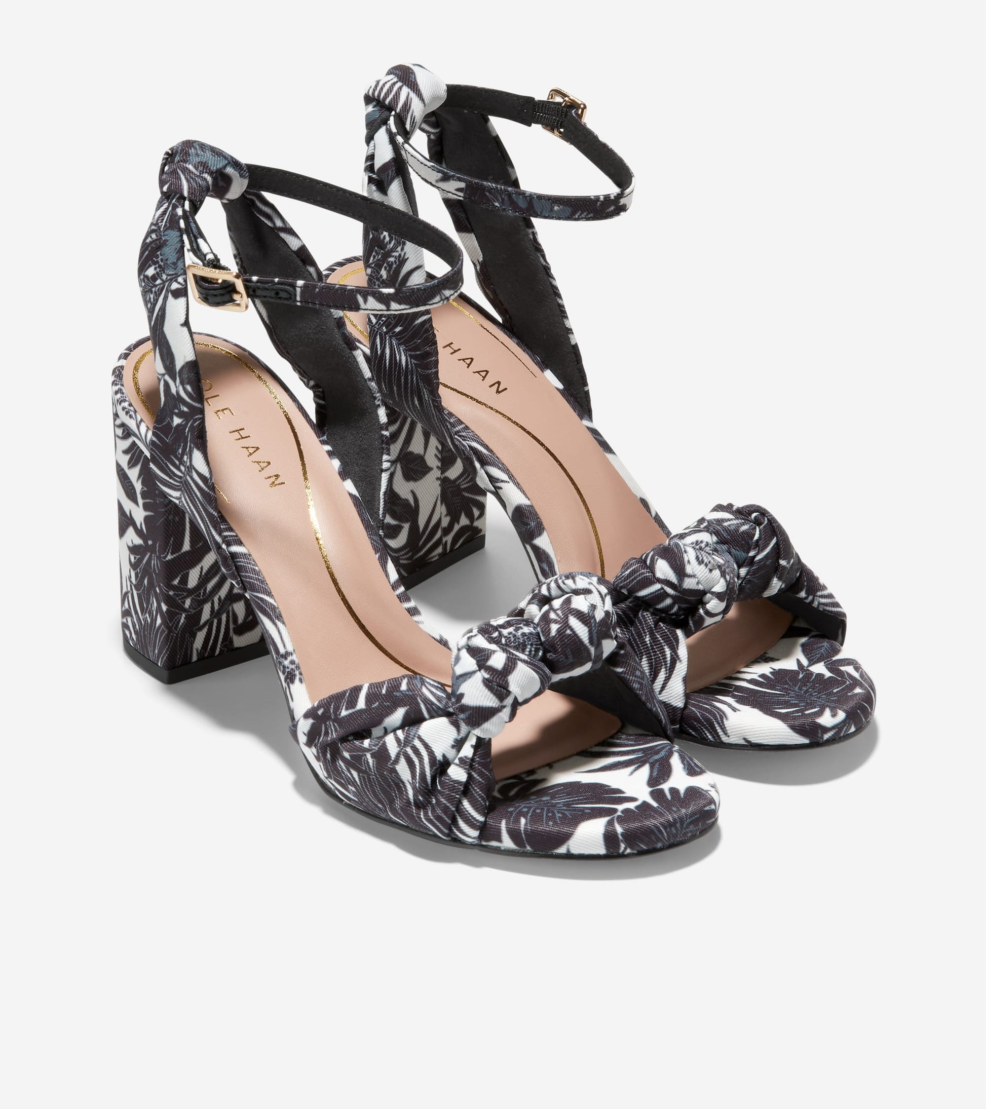 W26292:BLACK & IVORY BEVERLY FLORAL CANVAS/ BRUSHED GOLD HW/ BLACK OS
