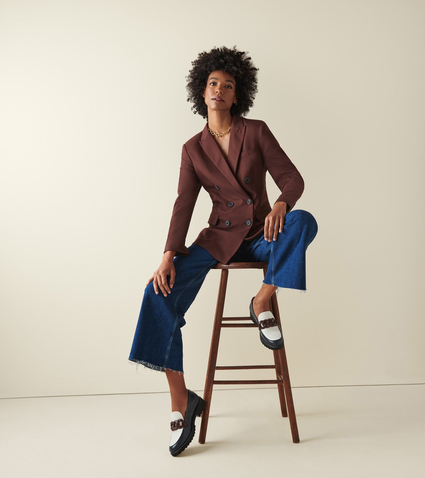 W27249:NAVY BLAZER/IVORY/CORDOVAN LTR