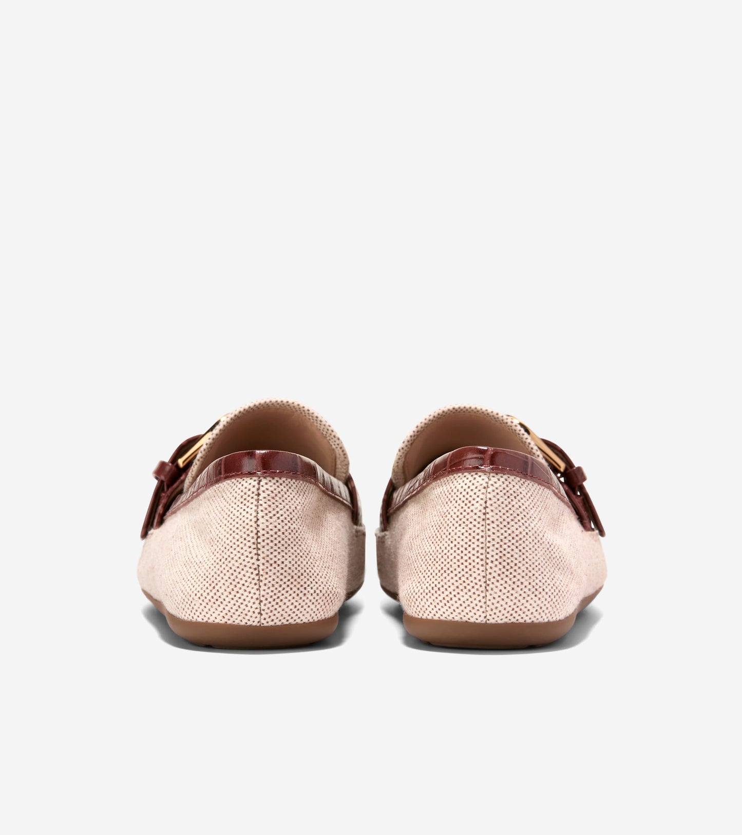 W35409:NATURAL 2 TONE CANVAS/CH MAHOGANY CROC PRINT LTHR