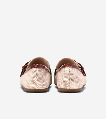 W35409:NATURAL 2 TONE CANVAS/CH MAHOGANY CROC PRINT LTHR