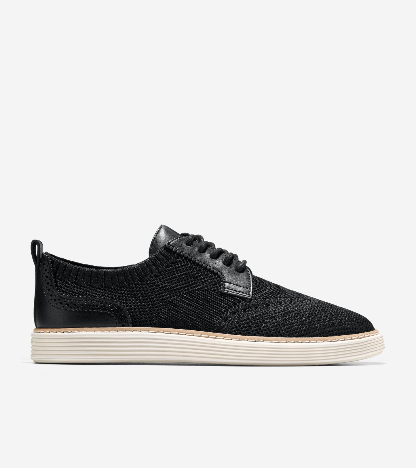 W33214:BLACK KNIT/LEATHER/IVORY